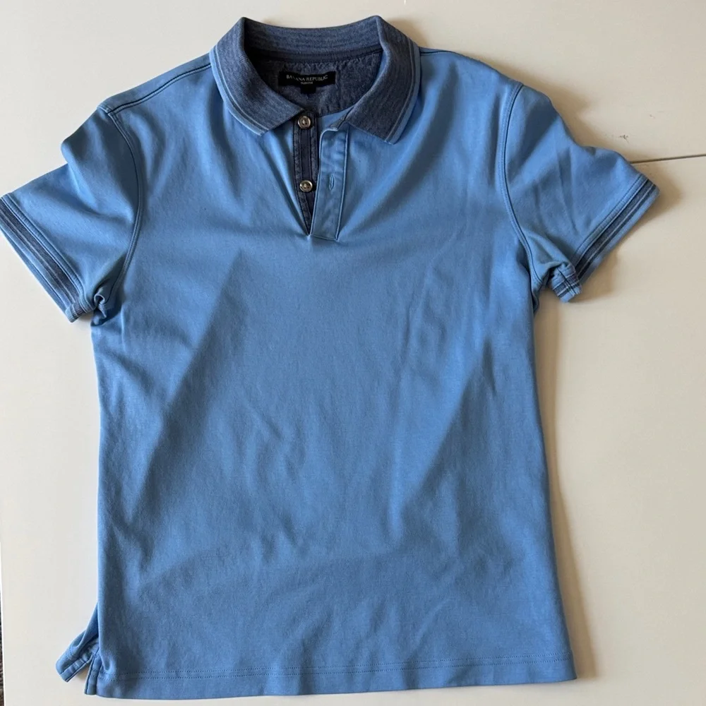 Banana Republic Light Blue Polo Shirt with Dark Blue Trim